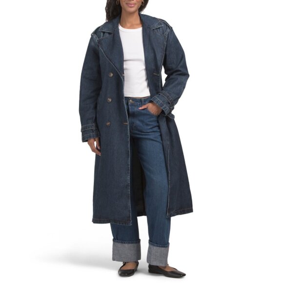 HIDDEN Dark Blue Classic Full Length Trench Coat